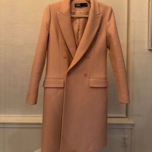 Zara Women's Blush Double-Breasted Blazer